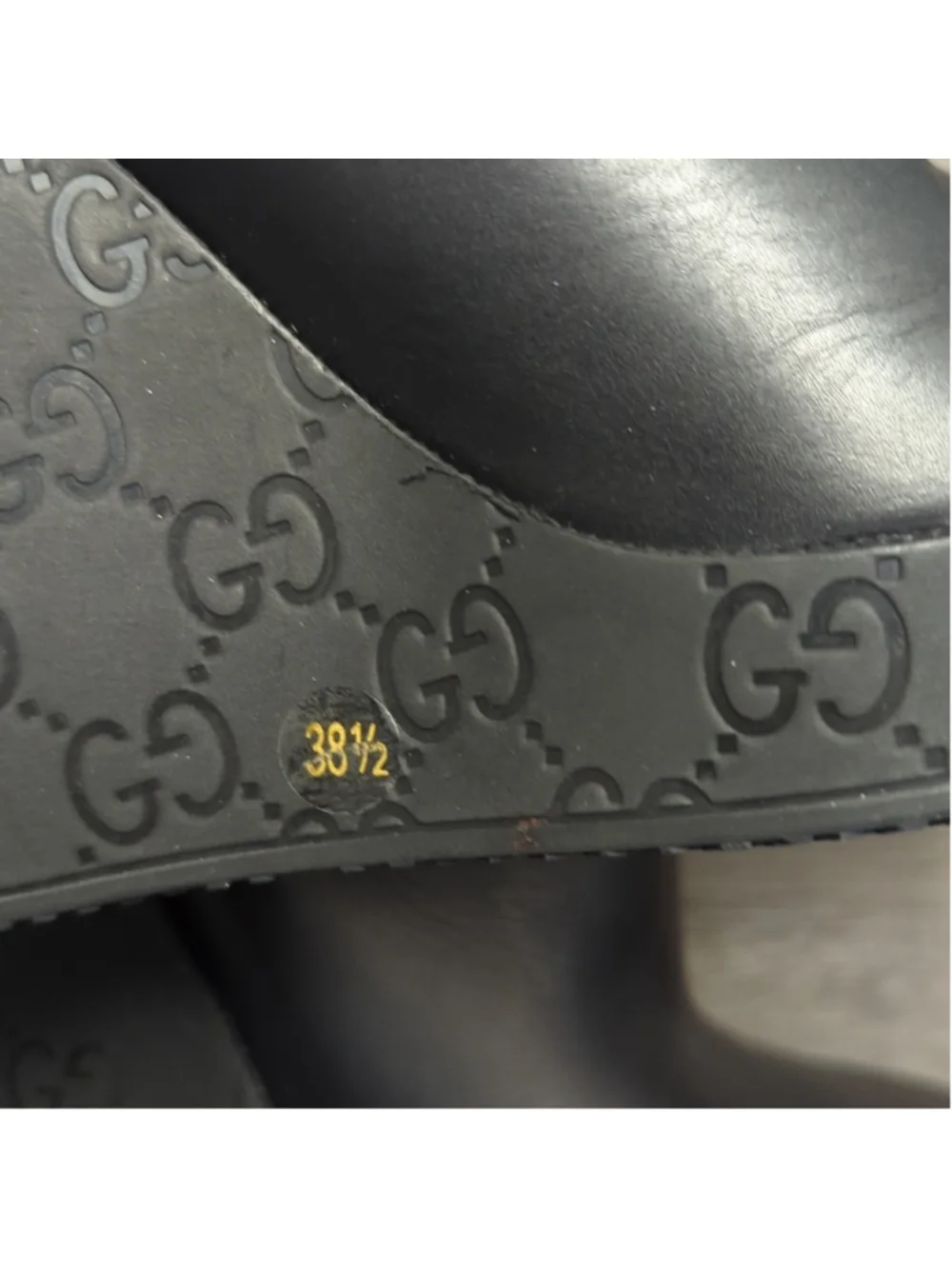 3X HP. GUCCI Black Leather GG Aspen Wool Babylon Knee High Wedge Boots